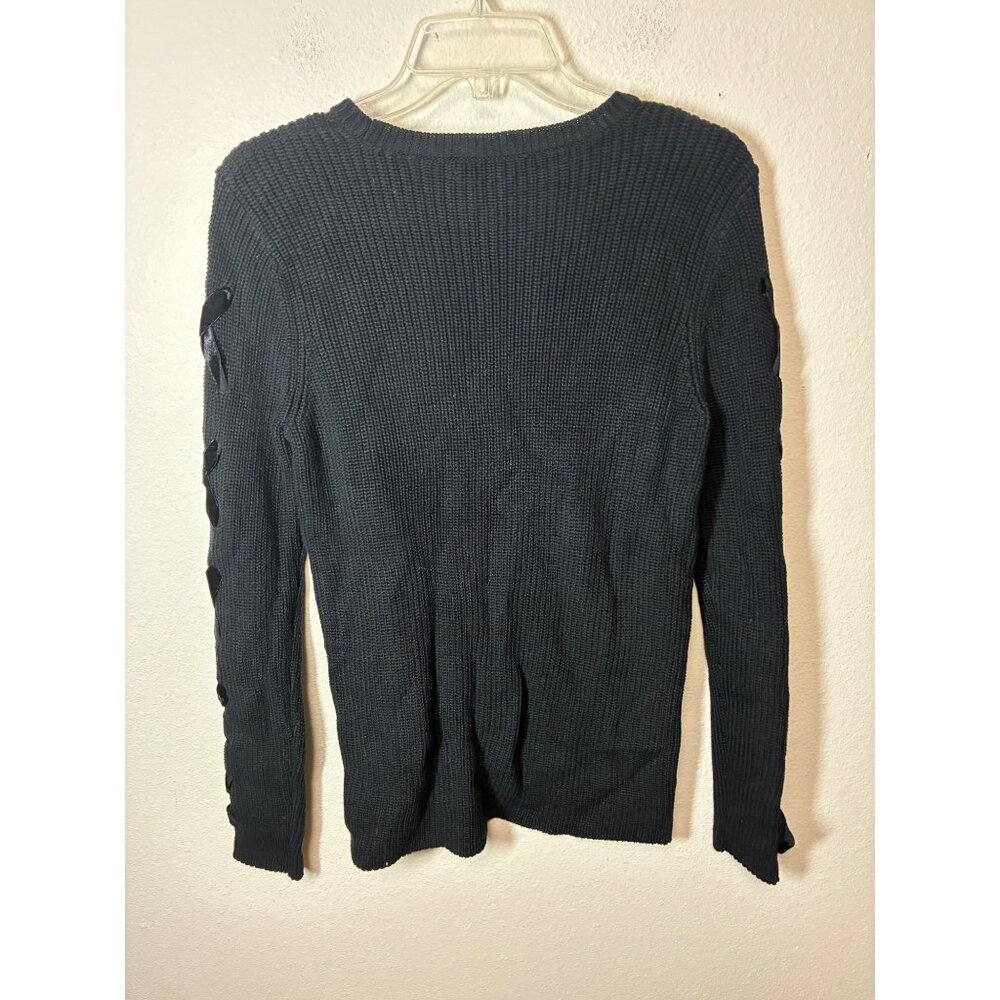 Lauren Ralph Lauren Green Label Knit Sweater Boho Winter Black Size Medium - Picture 2 of 6